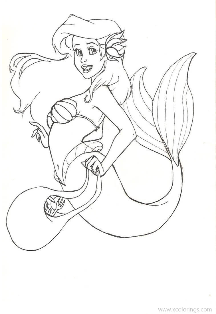 Free Little Mermaid with A Bag Coloring Pages printable