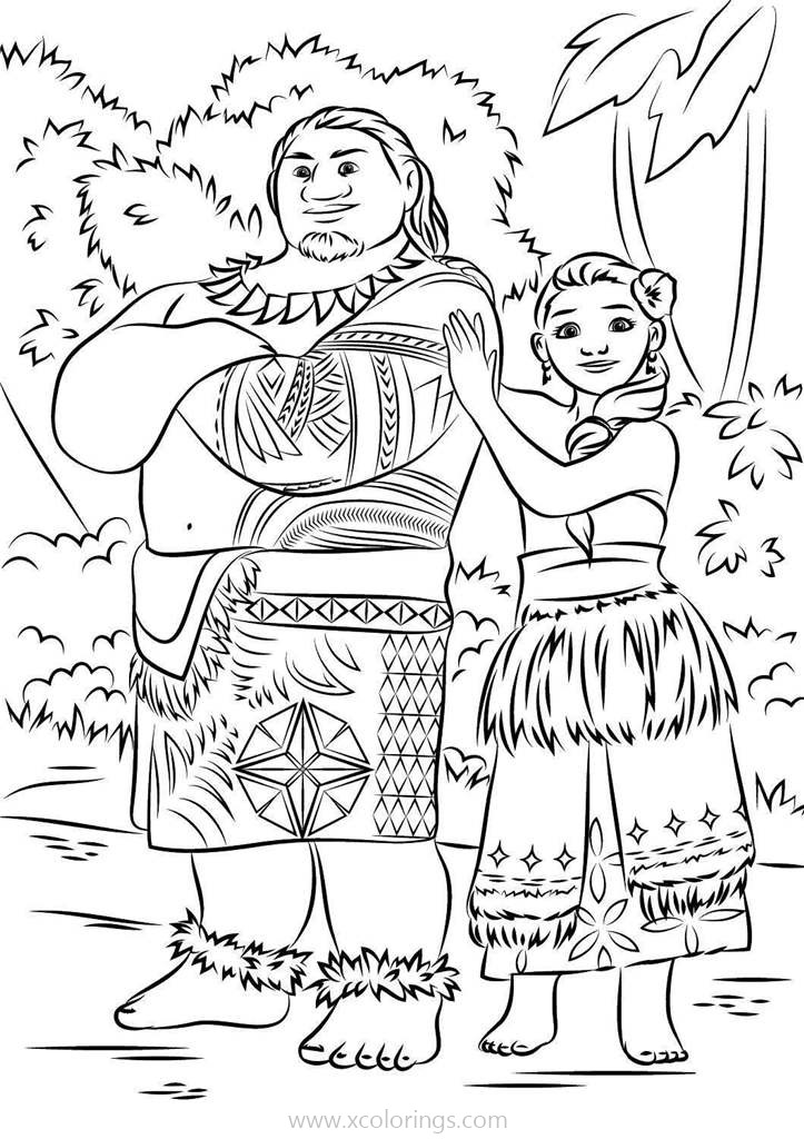 Free Maui And Moana Coloring Pages printable