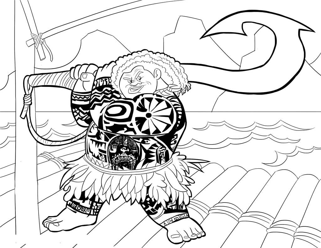 Free Maui from Moana Coloring Pages printable