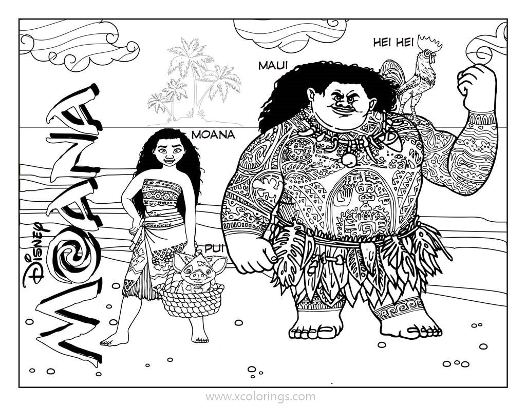 Free Moana Coloring Pages Characters printable