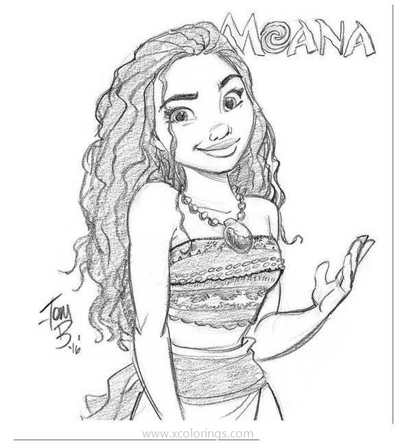 Free Moana Coloring Pages Hand Drawing printable