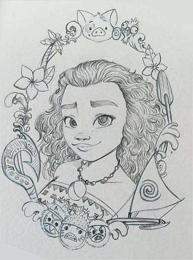Free Moana Coloring Pages Pencils Artwork printable
