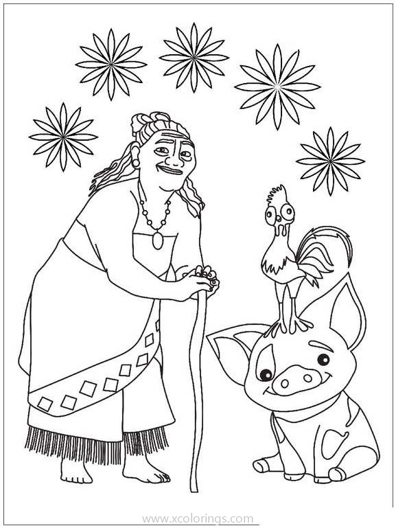 Moana Coloring Pages Tala And Pua Pig - XColorings.com