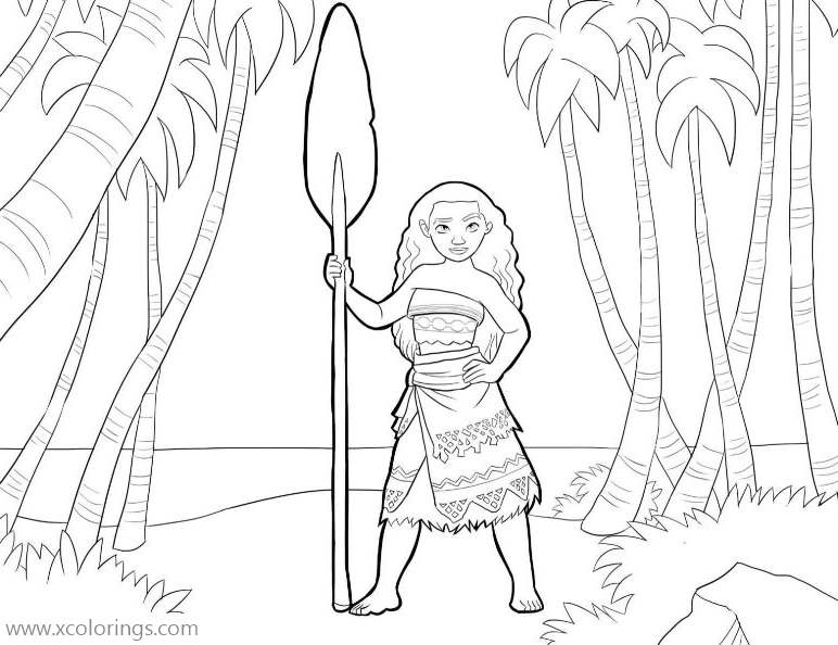 Moana Coloring Pages with Coconut Trees XColorings