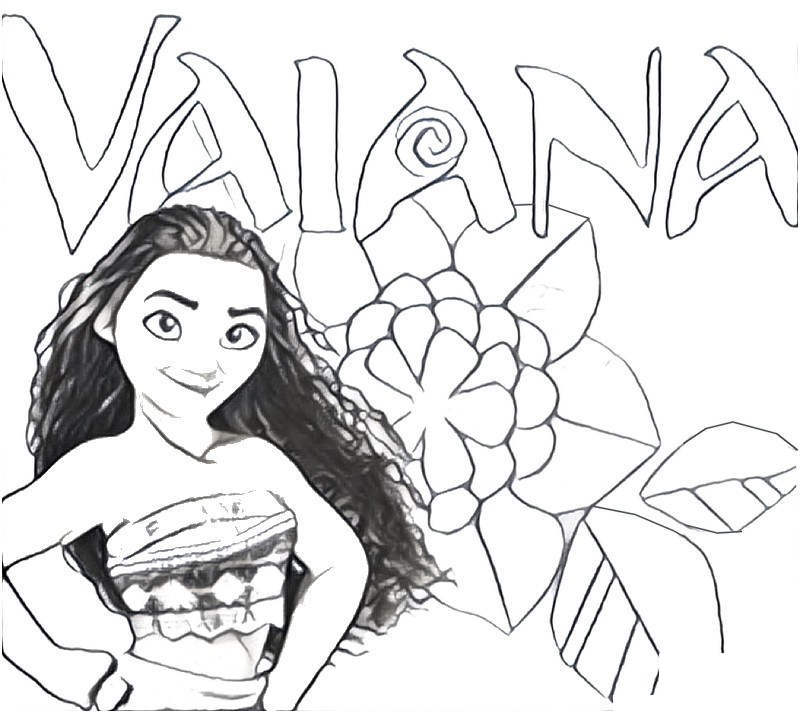 Free Moana Coloring Pages with Flowers printable