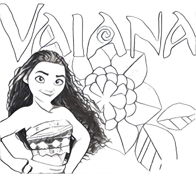 Moana Coloring Pages with Flowers XColorings