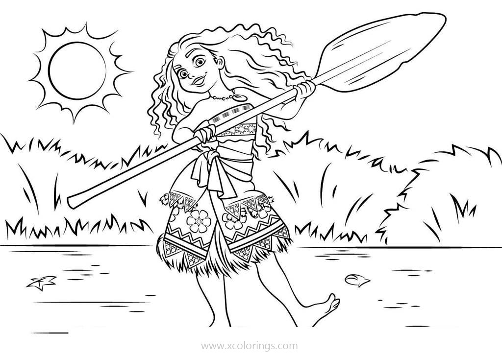 Free Moana Coloring Pages with Paddle printable