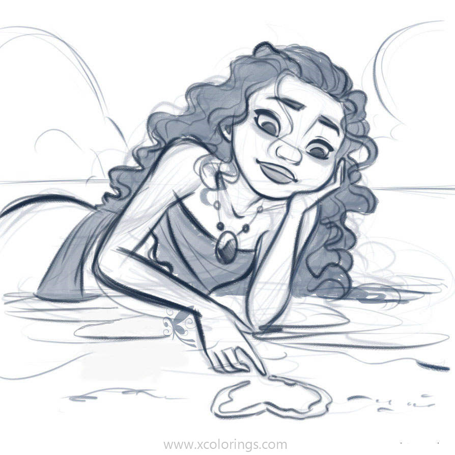 Free Moana On the Beach Coloring Pages printable