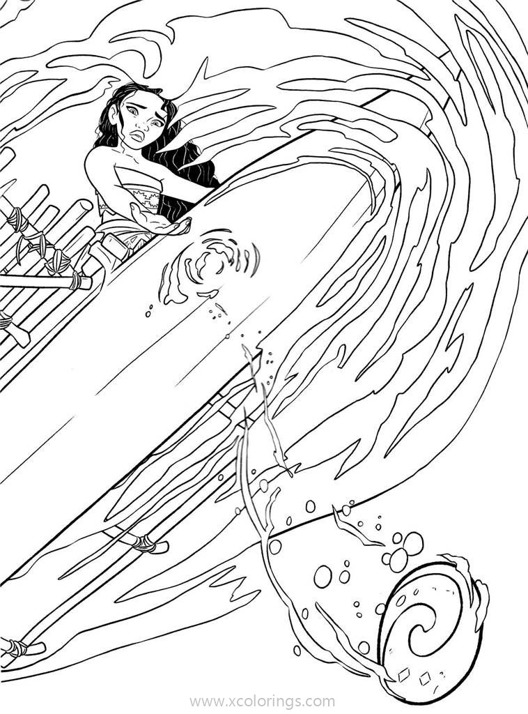 Free Moana On the Sea Coloring Pages printable