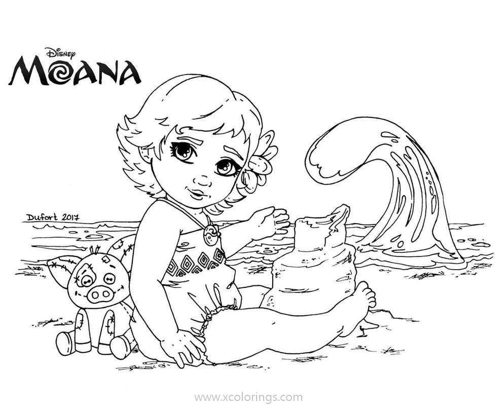 Free Moana Play with Pua Coloring Pages printable