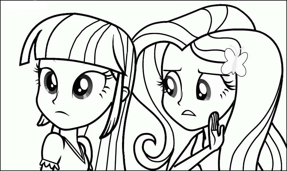 Free My Little Pony Equestria Girls Coloring Pages Twilight Sparkle and Flutershy printable