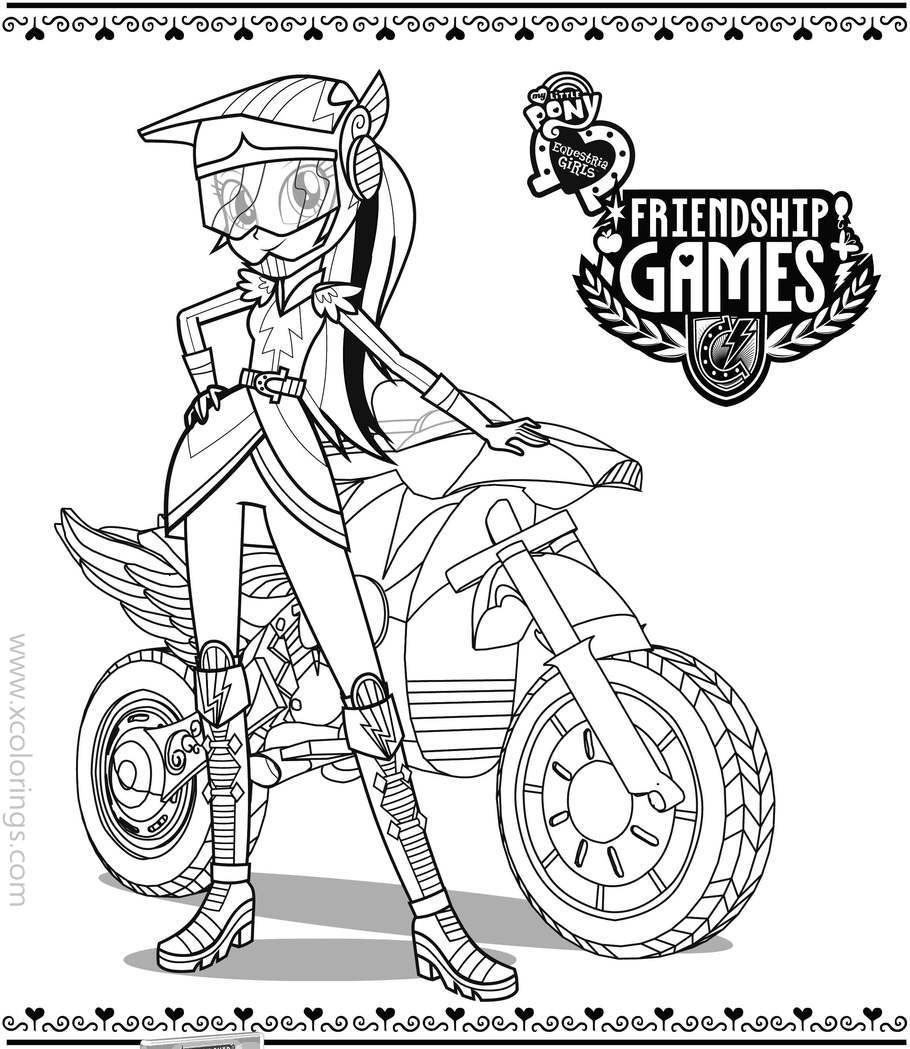 Free My Little Pony Equestria Girls Friendship Games Coloring Pages Motorcycle printable