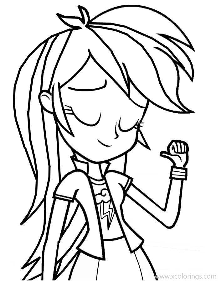 Free My Little Pony Equestria Girls Rainbow Dash Closed Eyes Coloring Pages printable