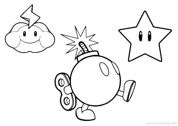 Free Paper Mario Coloring Pages Bobby the Bomb printable