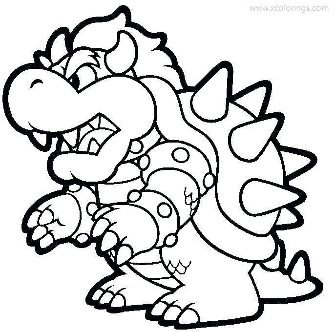 Free Paper Mario Coloring Pages Bowser printable