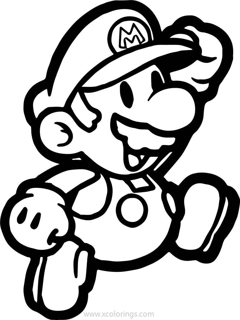 Free Paper Mario Coloring Pages Mario is Running printable