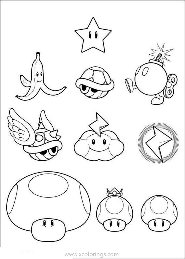 Free Paper Mario Coloring Pages Mushrooms Turtle and Bobby printable