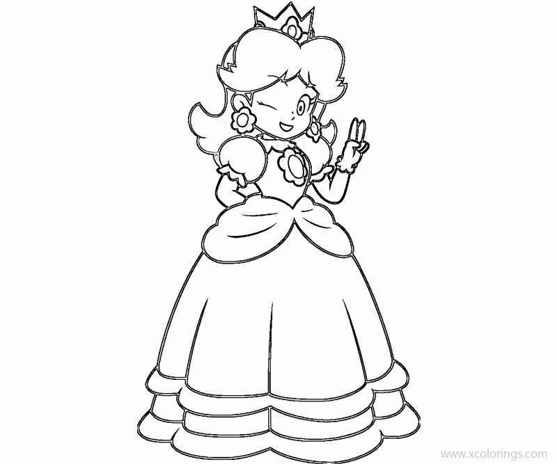 Free Paper Mario Coloring Pages Princess Peach Says Hi printable