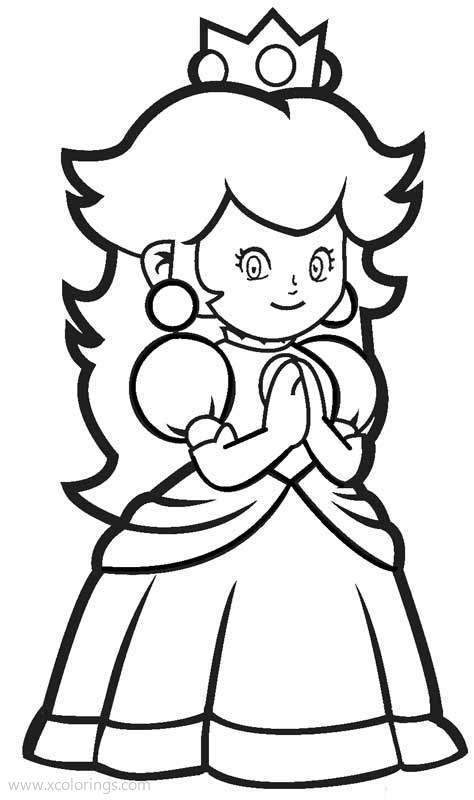 Free Paper Mario Coloring Pages Princess Peach is Praying printable