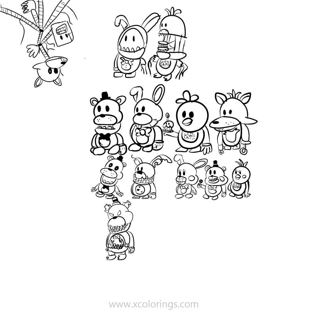 Free Paper Mario Coloring Pages Styled FNAF Sketches printable