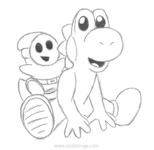 Free Paper Mario Coloring Pages Yoshi plus ShyGuy equals Cute by Kirby-of-Fire printable