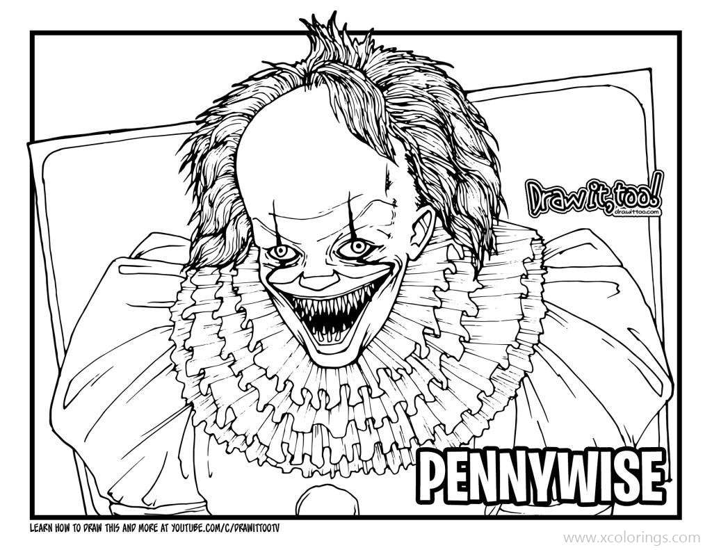 Free Pennywise Coloring Pages Black and White printable