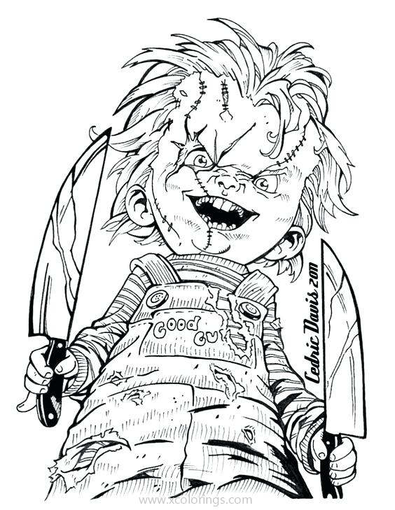 Free Pennywise Coloring Pages Boy with Knives printable