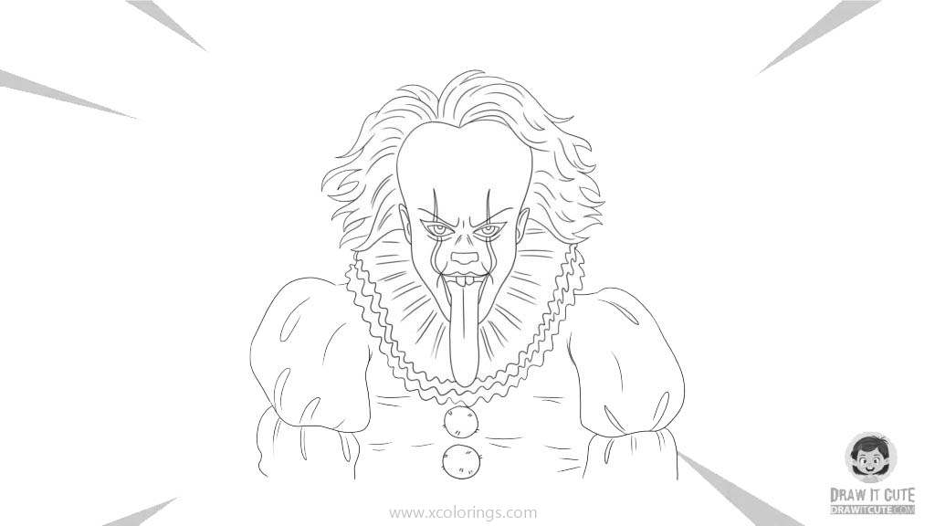 Free Pennywise Coloring Pages Long Tongue Out printable