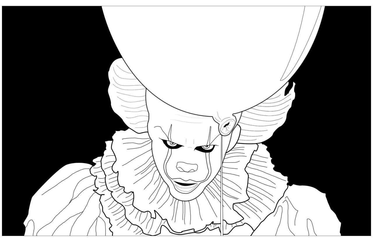 Free Pennywise Coloring Pages with Black Background printable