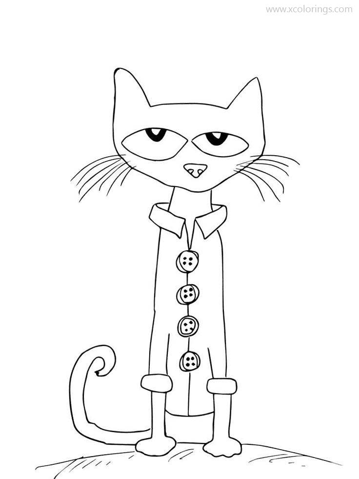 Free Pete The Cat Buttons Coloring Page printable