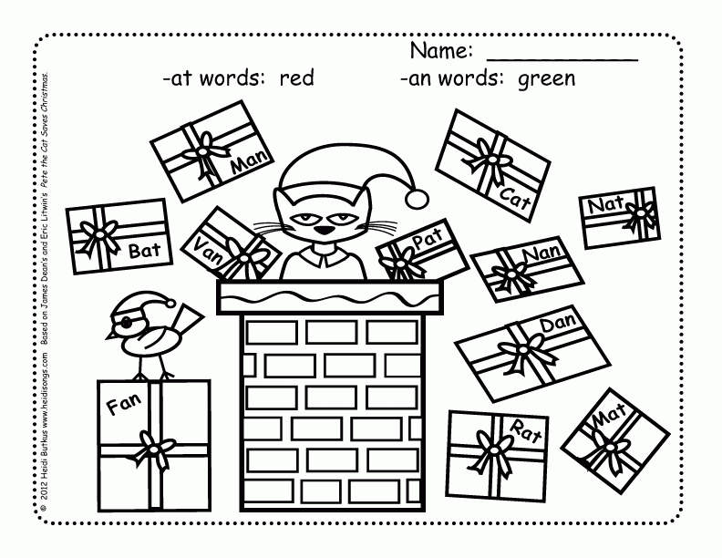 Free Pete The Cat Coloring Pages Christmas Activity Sheet printable
