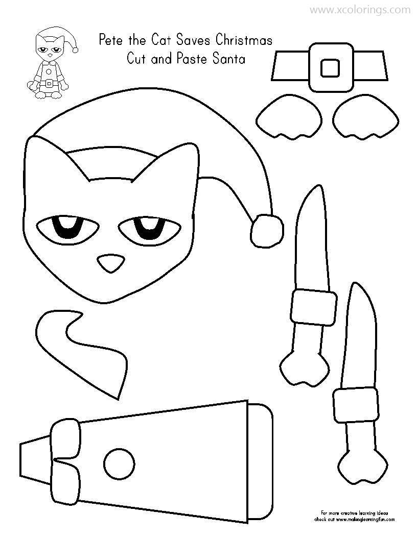Free Pete The Cat Coloring Pages Christmas Craft printable