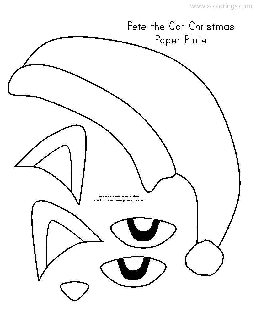 Free Pete The Cat Coloring Pages Christmas Paper Plate printable