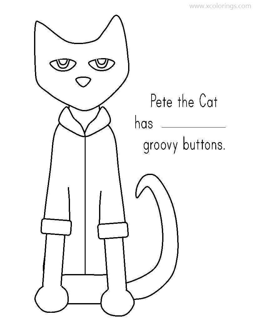 Free Pete The Cat Coloring Pages Groovy Buttons Activity printable