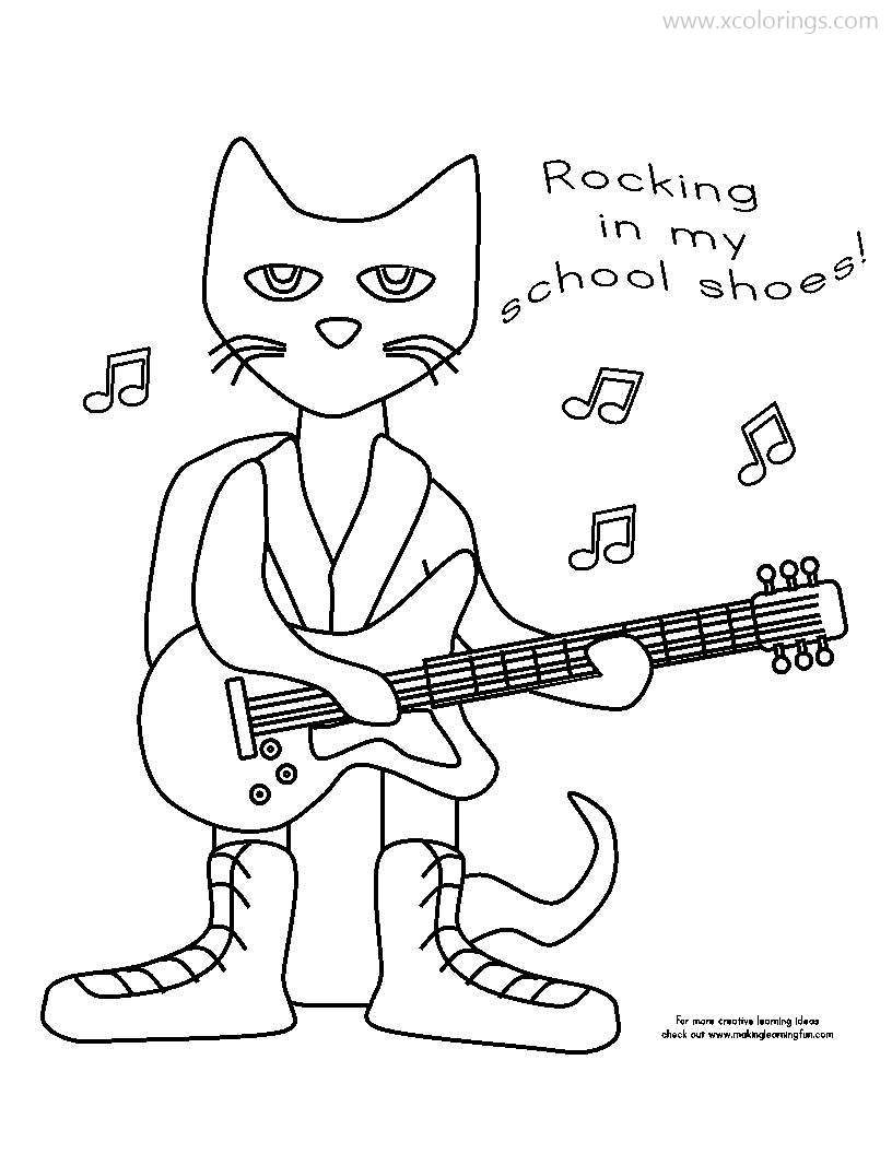 Free Pete The Cat Coloring Pages Rocking in my school Shoes printable