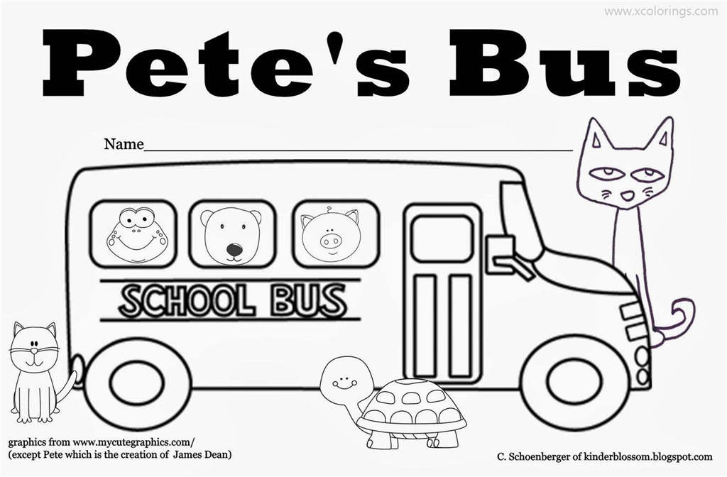 Free Pete The Cat Coloring Pages School Bus printable