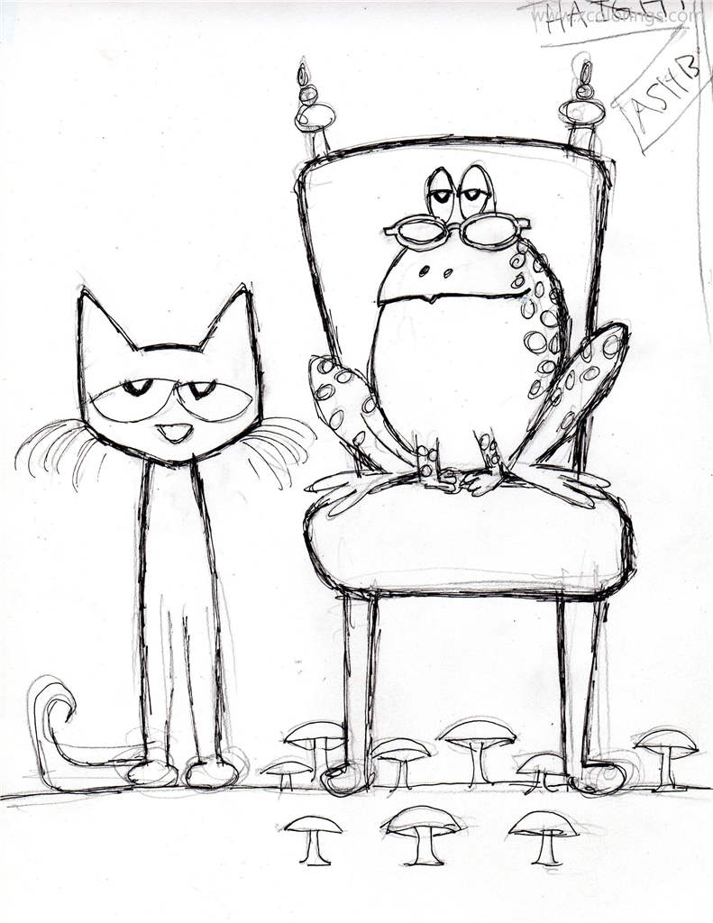 Pete The Cat Coloring Pages with Frog - XColorings.com