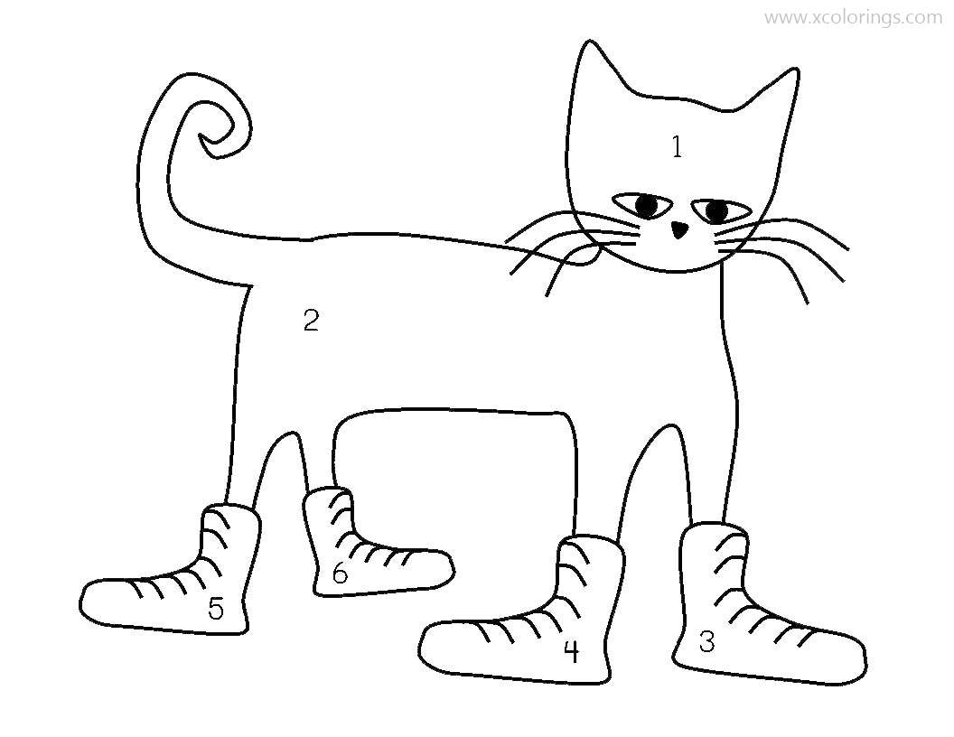 Free Pete The Cat School Shoes Coloring Pages Color by Numbers printable