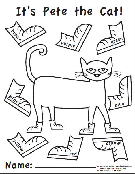 Free Pete The Cat Shoes Coloring Pages printable