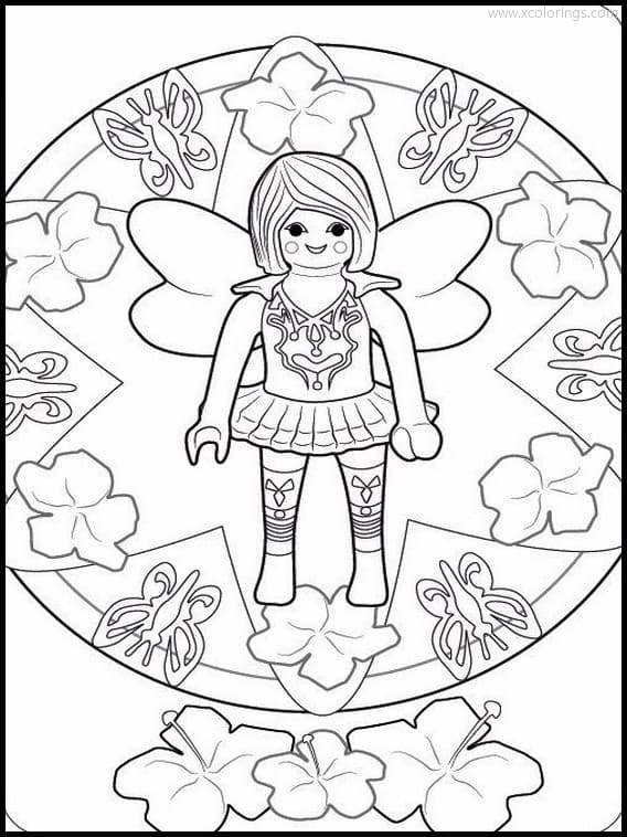 Free Playmobil Coloring Pages Fairy and Flower printable