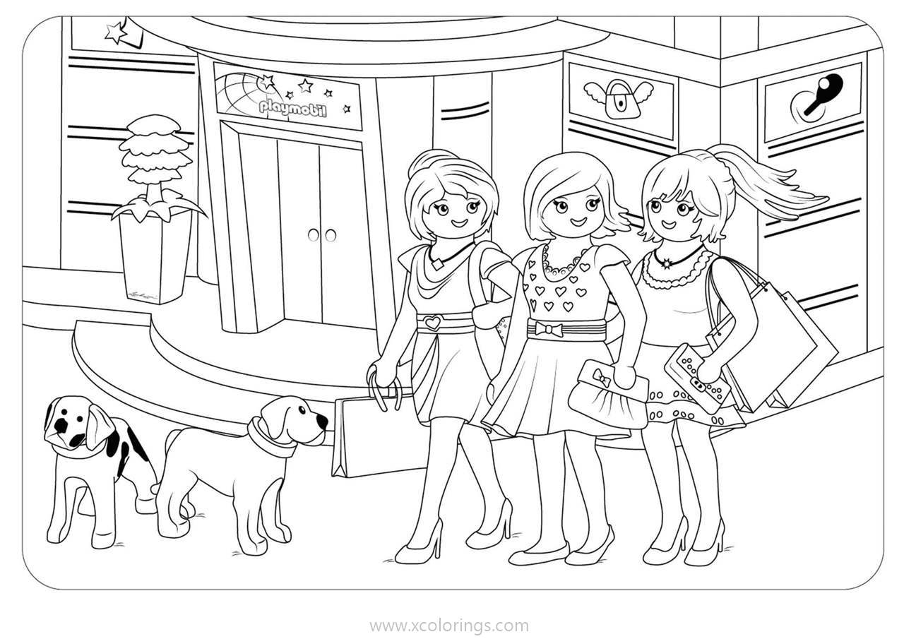Free Playmobil Coloring Pages Girls and Dogs printable