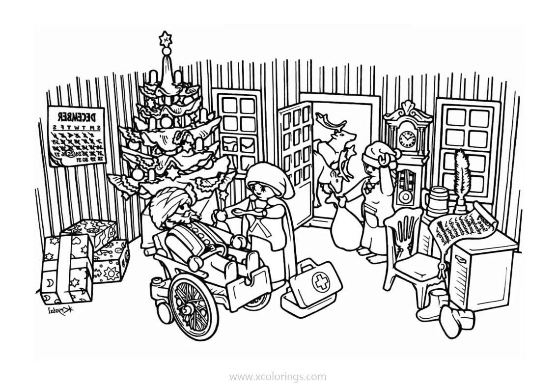 Free Playmobil Coloring Pages Happy Christmas printable