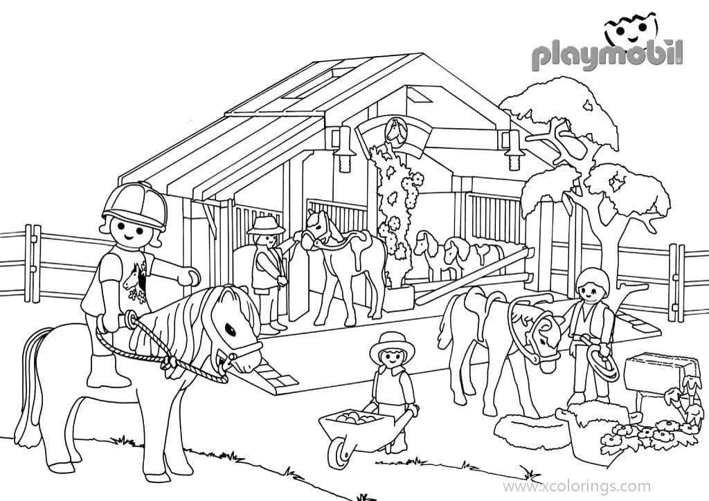 Free Playmobil Coloring Pages Horse Farm printable