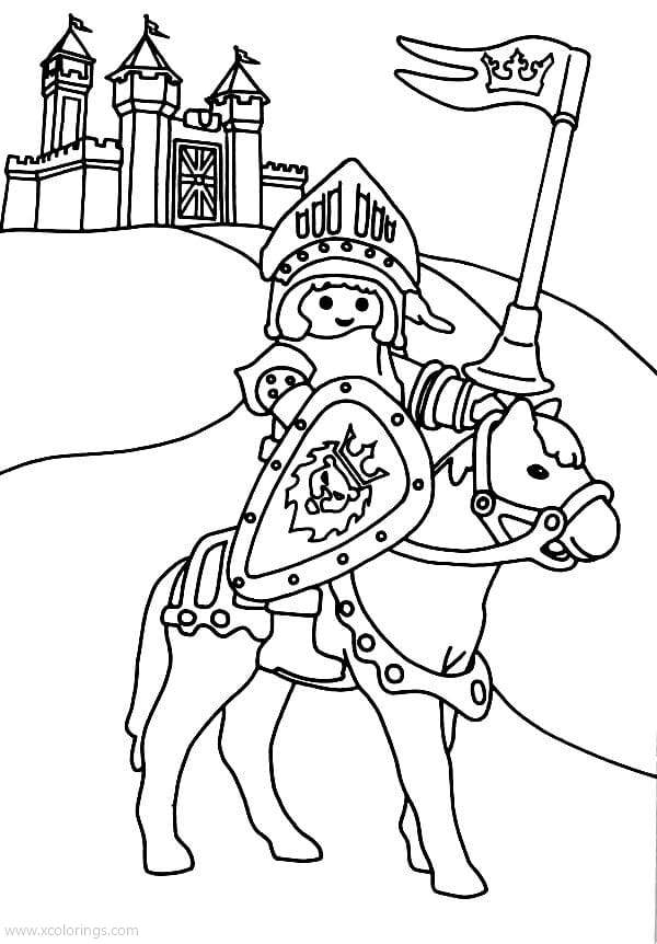 Free Playmobil Coloring Pages Knight  and Castle printable