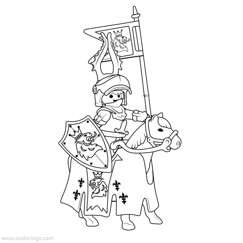 Free Playmobil Coloring Pages Knight with Shield printable