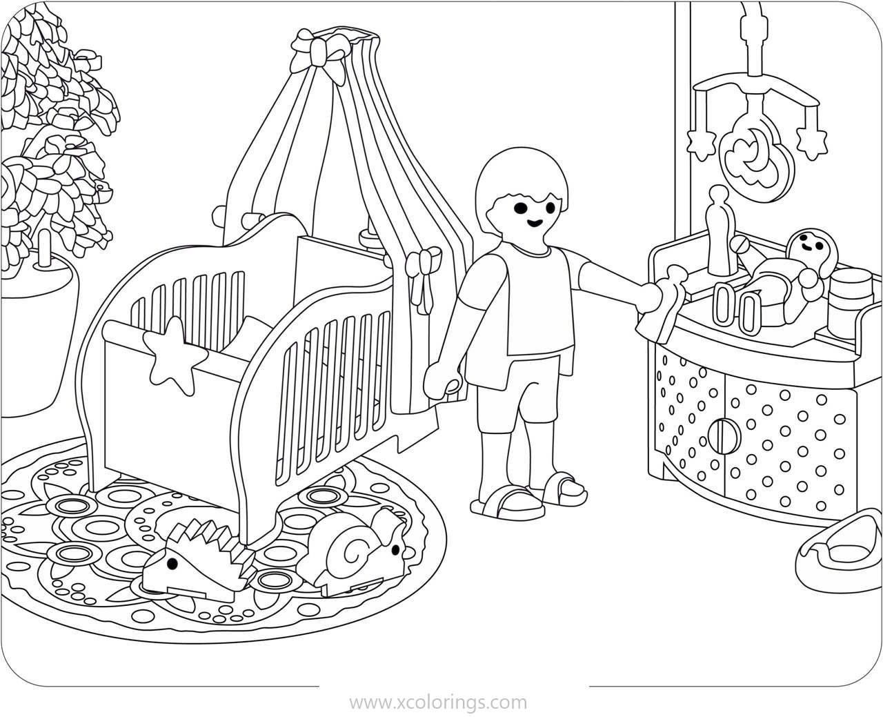 Free Playmobil Coloring Pages Mom and Baby printable