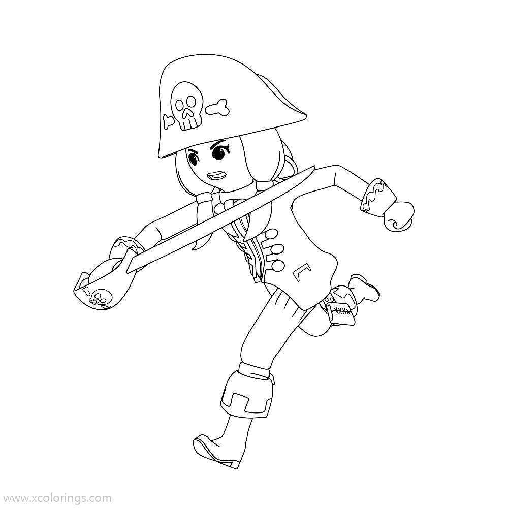Free Playmobil Coloring Pages Pirate is Fighting printable