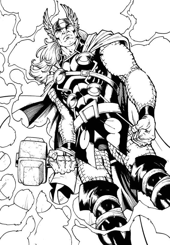 Free Powerful Thor Coloring Pages printable