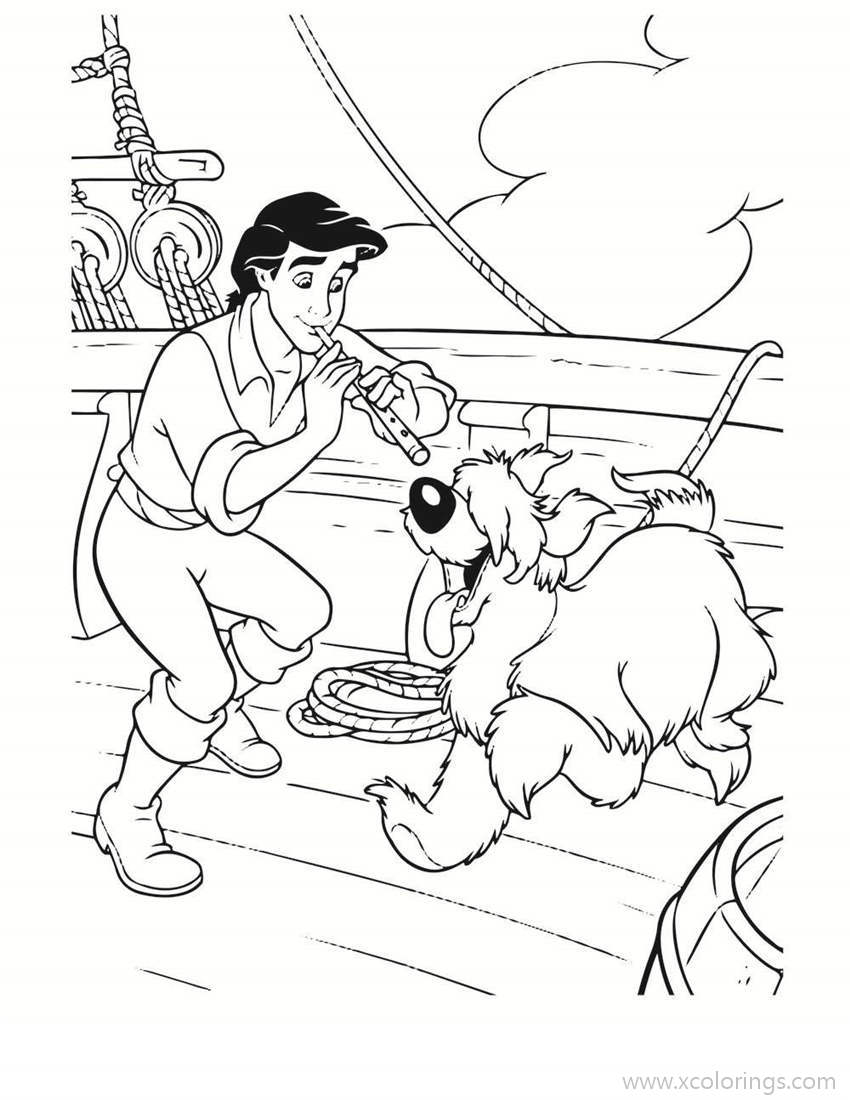 Free Prince Eric And Dog from Little Mermaid Coloring Pages printable