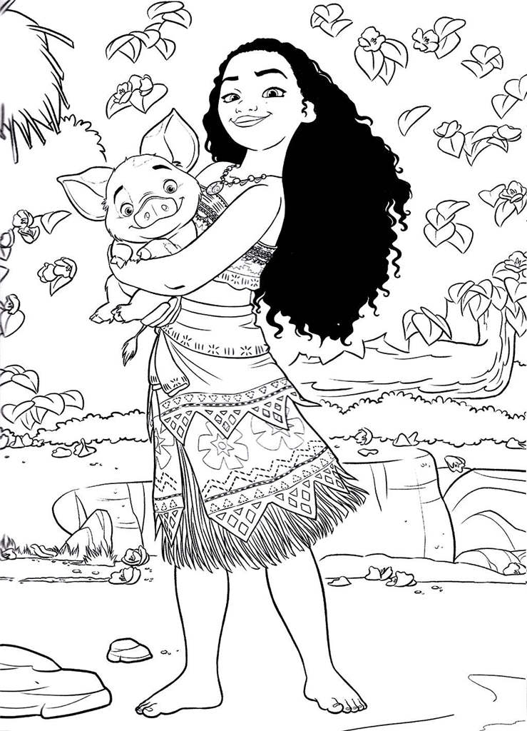 Free Pua And Moana Coloring Pages printable
